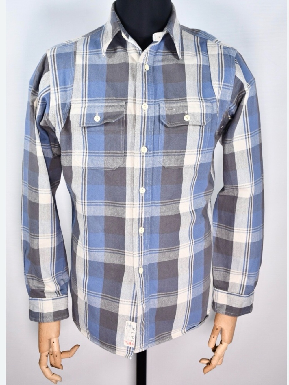 Polo by Ralph Lauren Blue, Gray & White Plaid Button-Down Shirt